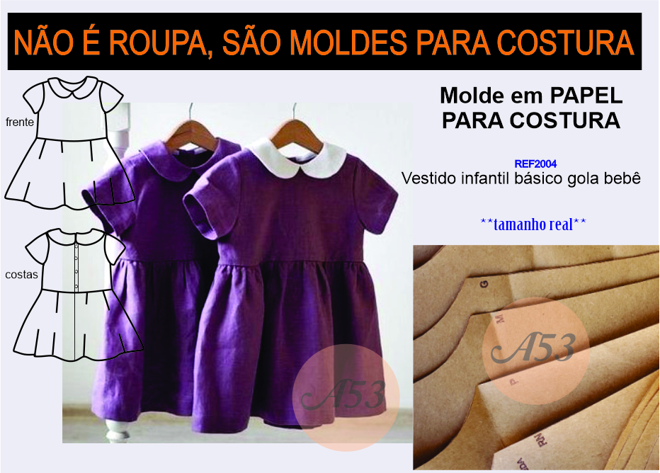 moldesdicasmoda.com - Molde de vestido para meninas com 5 anos de