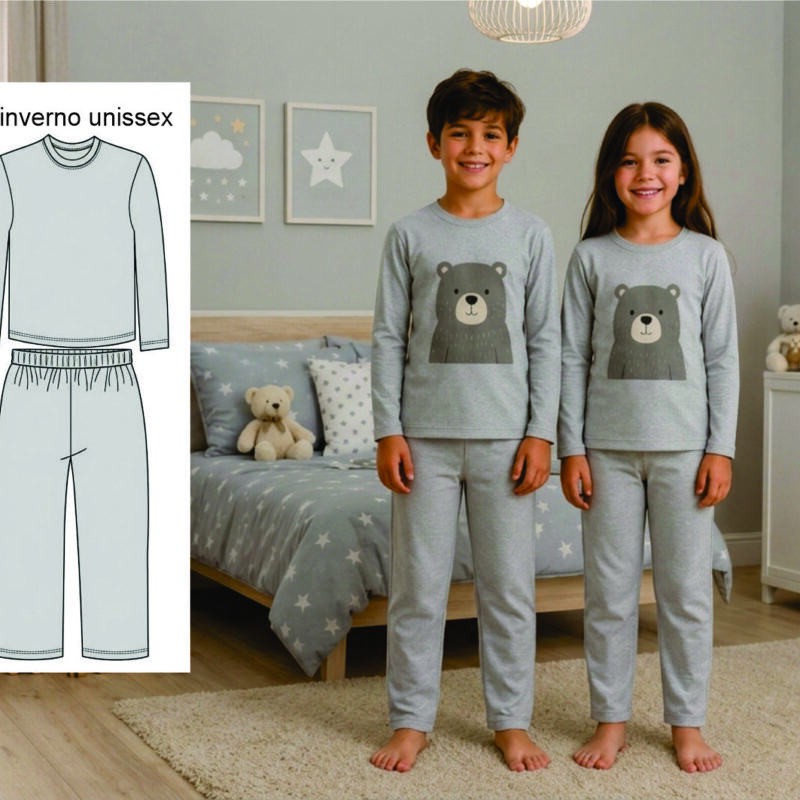 Molde Pijama Infantil unissex 2 a 10 Anos Multitamanhos Recorte e Costure